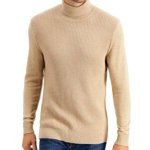 Club Room Mens Textured Cotton Turtleneck Sweater Tan
